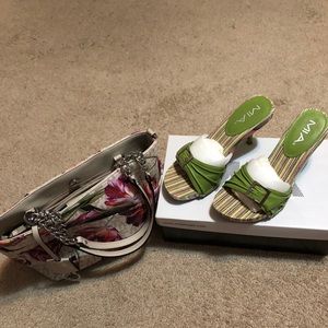 Mia Lime Leather heels 7M and matching purse